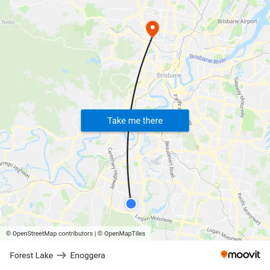 Forest Lake to Enoggera map