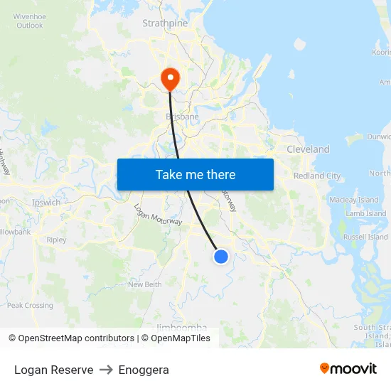 Logan Reserve to Enoggera map