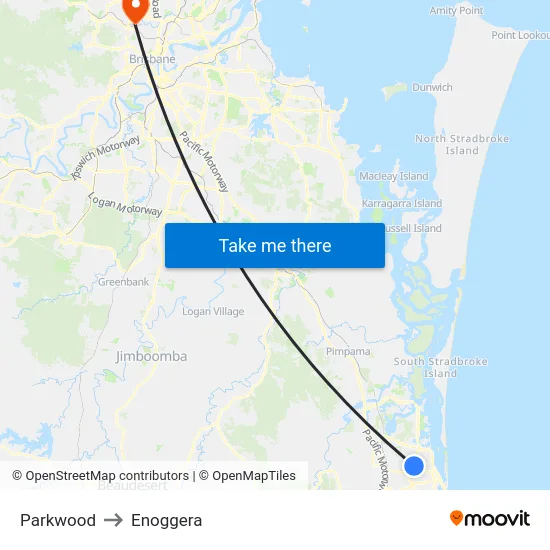Parkwood to Enoggera map