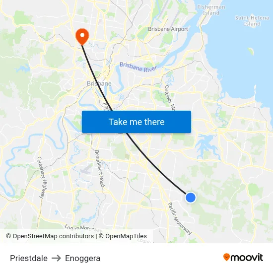 Priestdale to Enoggera map