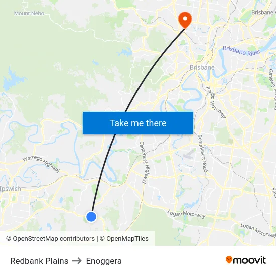 Redbank Plains to Enoggera map