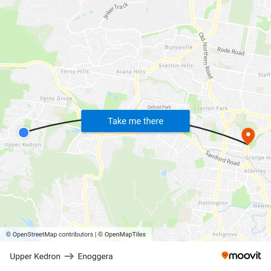 Upper Kedron to Enoggera map