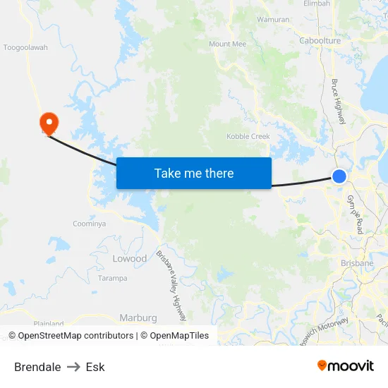 Brendale to Esk map