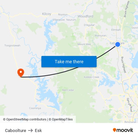 Caboolture to Esk map