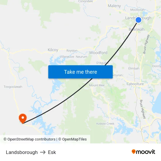 Landsborough to Esk map