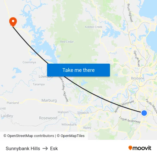 Sunnybank Hills to Esk map