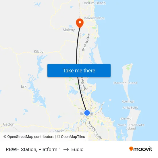 RBWH Station, Platform 1 to Eudlo map
