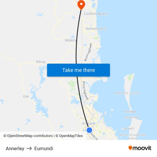 Annerley to Eumundi map