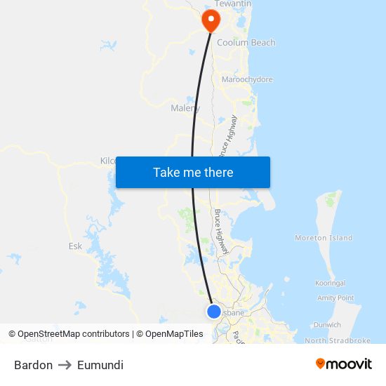 Bardon to Eumundi map