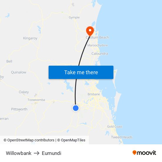 Willowbank to Eumundi map