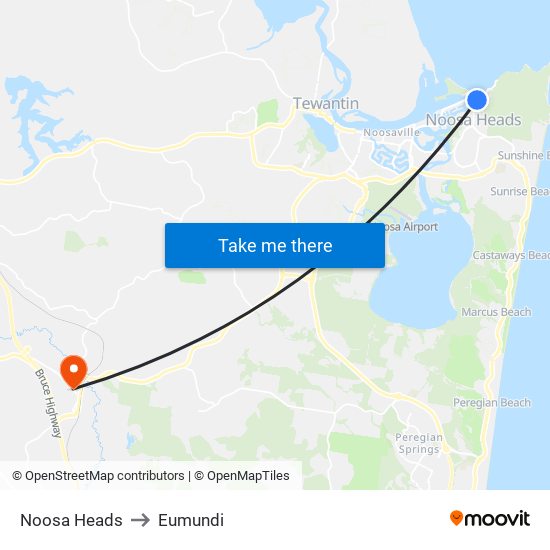 Noosa Heads to Eumundi map