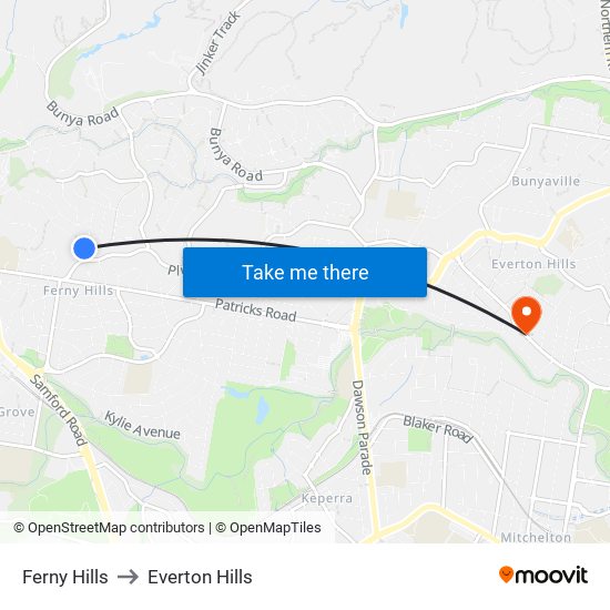 Ferny Hills to Everton Hills map