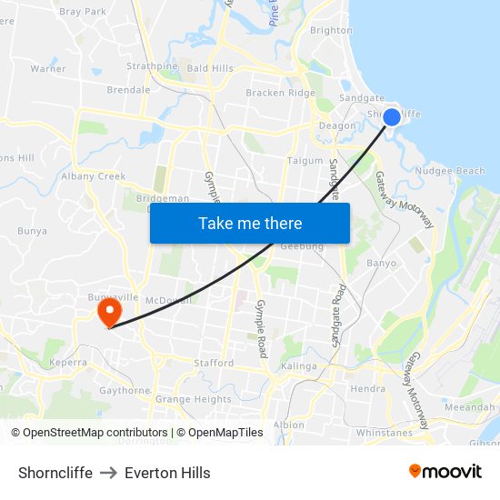 Shorncliffe to Everton Hills map