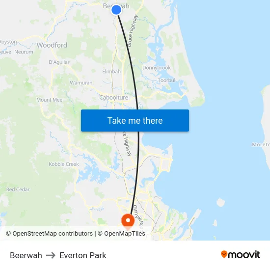Beerwah to Everton Park map