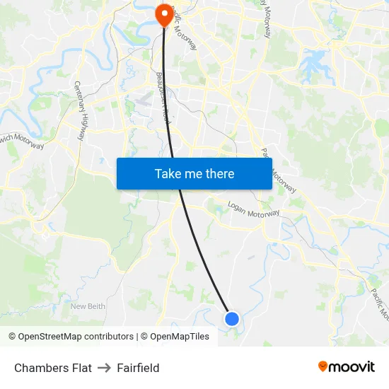 Chambers Flat to Fairfield map