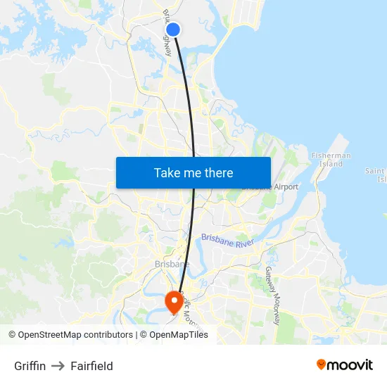 Griffin to Fairfield map