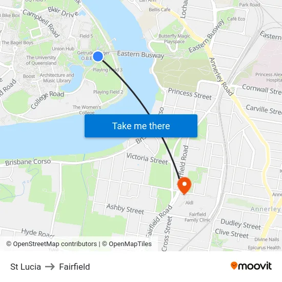 St Lucia to Fairfield map