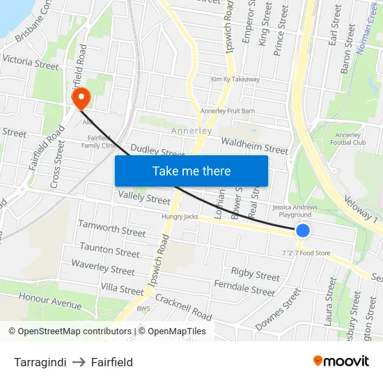 Tarragindi to Fairfield map