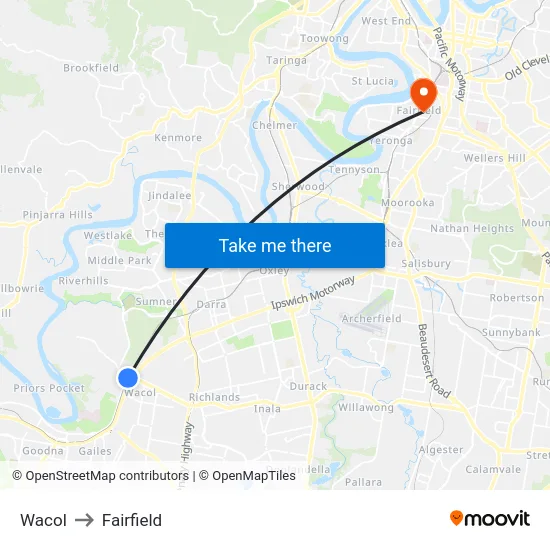 Wacol to Fairfield map