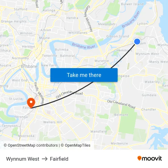 Wynnum West to Fairfield map