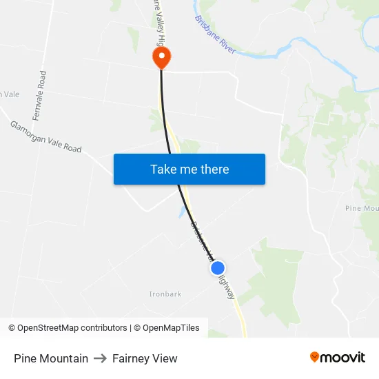 Pine Mountain to Fairney View map