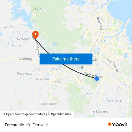 Forestdale to Fernvale map