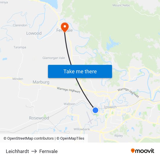 Leichhardt to Fernvale map