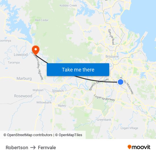 Robertson to Fernvale map