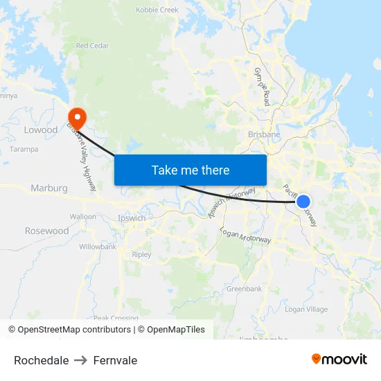 Rochedale to Fernvale map