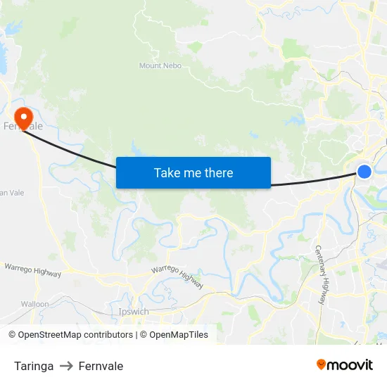 Taringa to Fernvale map