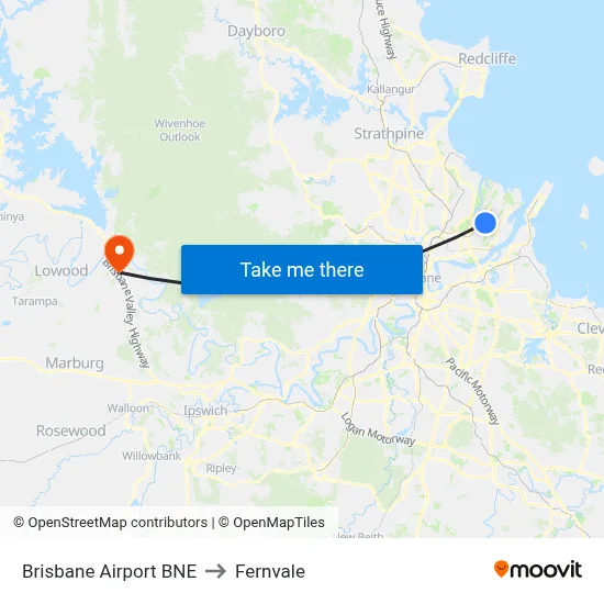 Brisbane Airport BNE to Fernvale map