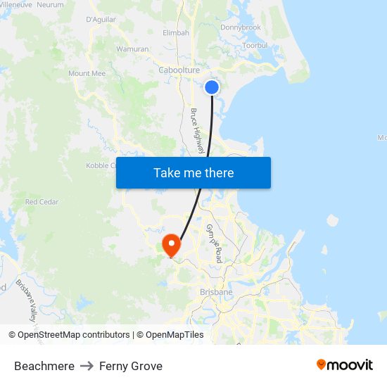 Beachmere to Ferny Grove map