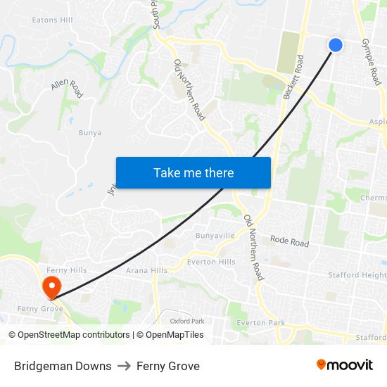 Bridgeman Downs to Ferny Grove map