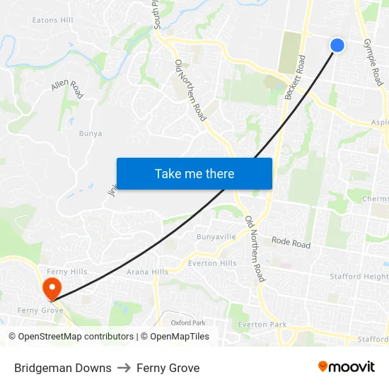Bridgeman Downs to Ferny Grove map