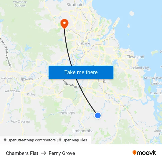 Chambers Flat to Ferny Grove map