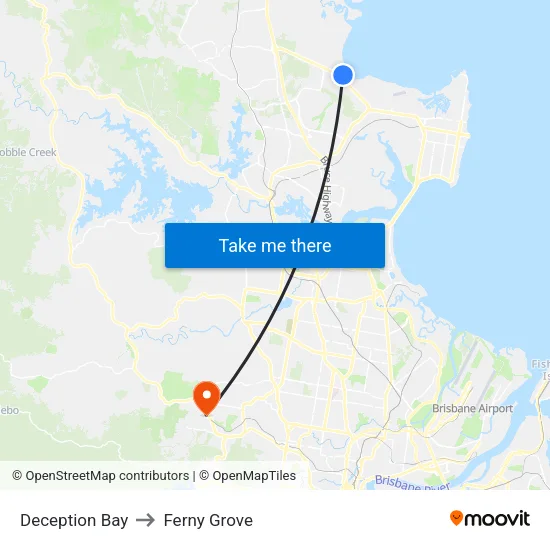 Deception Bay to Ferny Grove map