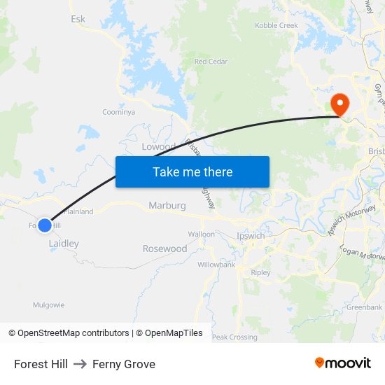 Forest Hill to Ferny Grove map