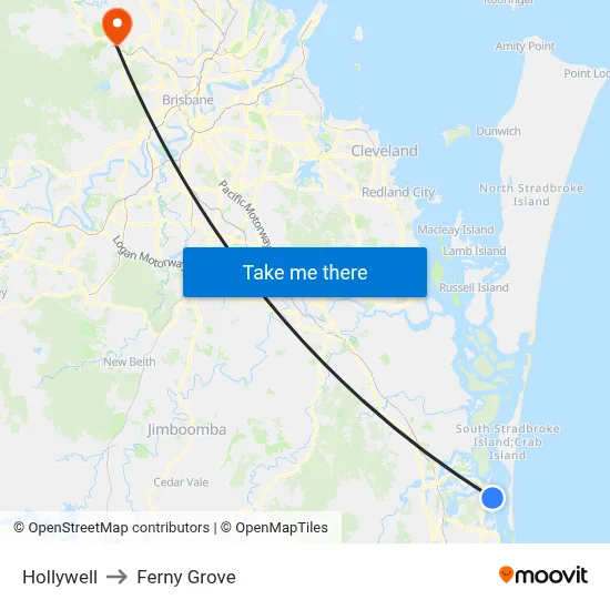 Hollywell to Ferny Grove map