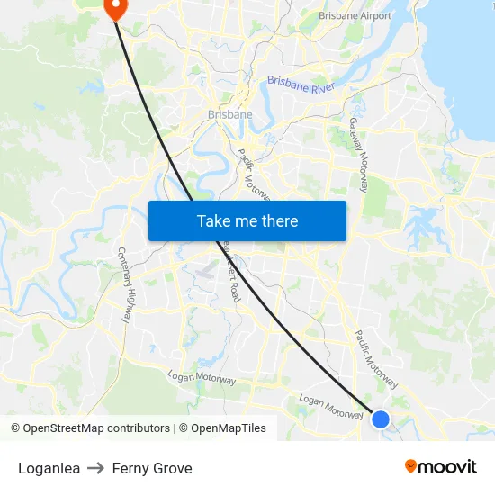 Loganlea to Ferny Grove map