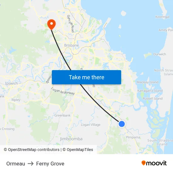 Ormeau to Ferny Grove map