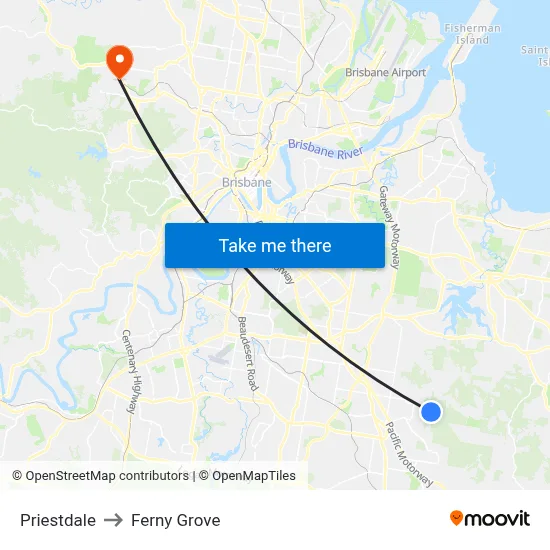 Priestdale to Ferny Grove map