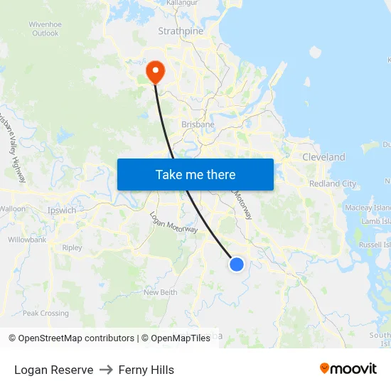 Logan Reserve to Ferny Hills map