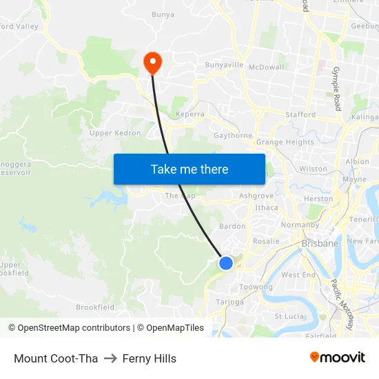 Mount Coot-Tha to Ferny Hills map