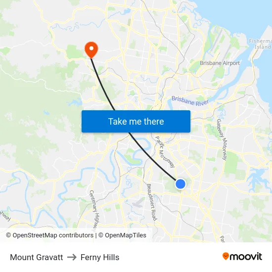 Mount Gravatt to Ferny Hills map