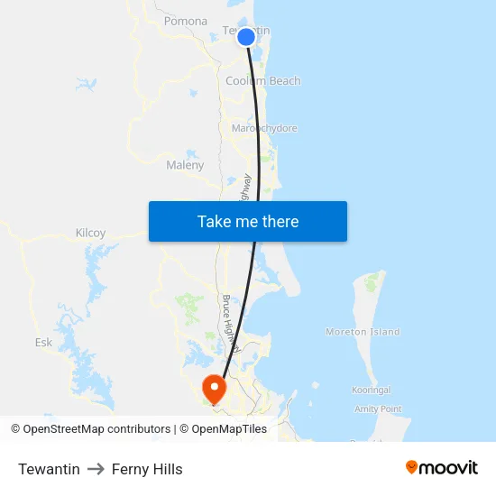Tewantin to Ferny Hills map