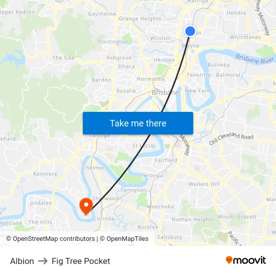 Albion to Fig Tree Pocket map