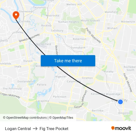 Logan Central to Fig Tree Pocket map