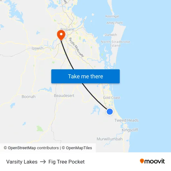 Varsity Lakes to Fig Tree Pocket map