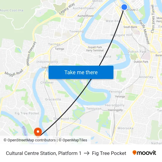 Cultural Centre Station, Platform 1 to Fig Tree Pocket map
