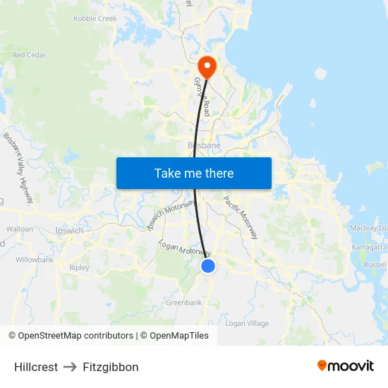 Hillcrest to Fitzgibbon map
